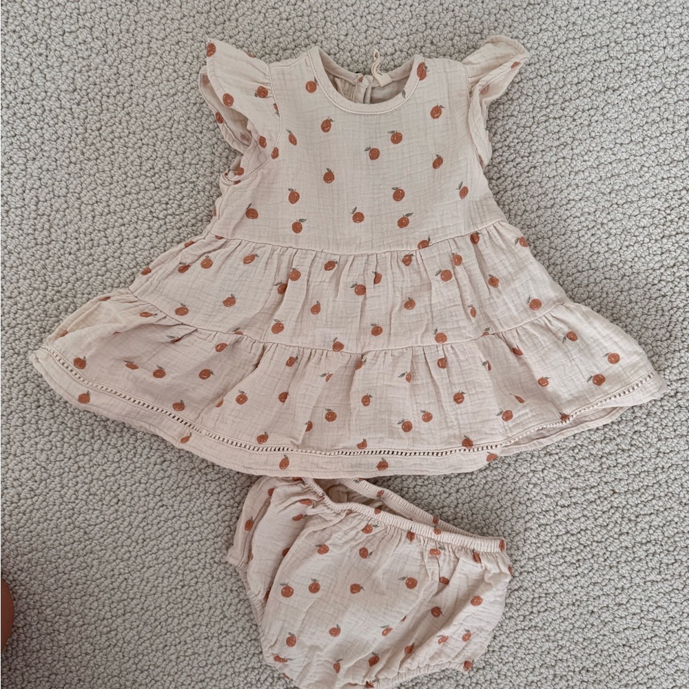 Quincy Mae Cream and Brown Kids Casual Dress